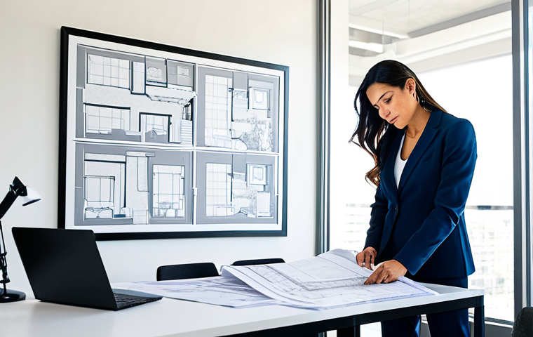 **
"A professional Latina architect in a modern office, reviewing blueprints, fully clothed in a stylish business suit, appropriate attire, safe for work, perfect anatomy, natural proportions, professional photography, bright lighting, family-friendly."
**