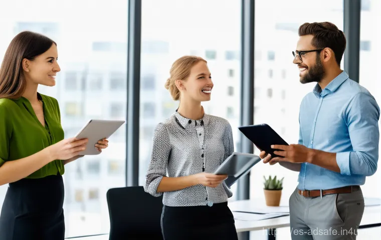 행정안전 경력직 인터뷰 질문 예시 - **Prompt 1: Collaborative Office Environment**
    A diverse group of five young professionals (thre...