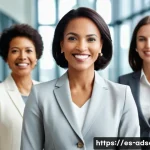 행정안전 분야 여성 전문가의 커리어 팁 - **Prompt:** A dynamic and inspiring image of a diverse group of professional women in a contemporary...