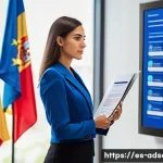 행정안전 자격증과 관련된 지원 혜택 - A professional Spanish public administration worker in formal business attire, confidently holding a...