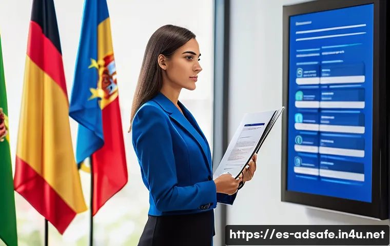 행정안전 자격증과 관련된 지원 혜택 - A professional Spanish public administration worker in formal business attire, confidently holding a...