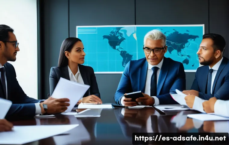 행정안전 직무에서 요구되는 윤리적 기준 - A diverse group of Latin American public officials in a modern government office, engaged in a trans...